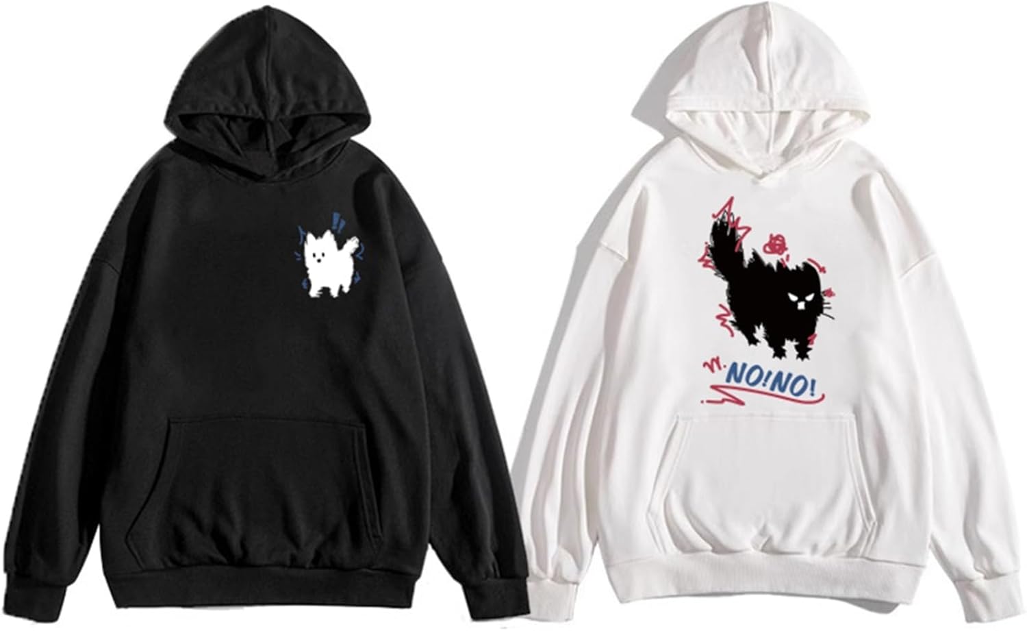 プルオーバー フード付き パーカー ペアルック お揃い 怒る猫柄 かわいい 春秋 長袖 トレーナー お洒落 コットン カップル オーバーサイズ カジュアル 撮影 部屋着 普段着 贈り物 韓国風 上着