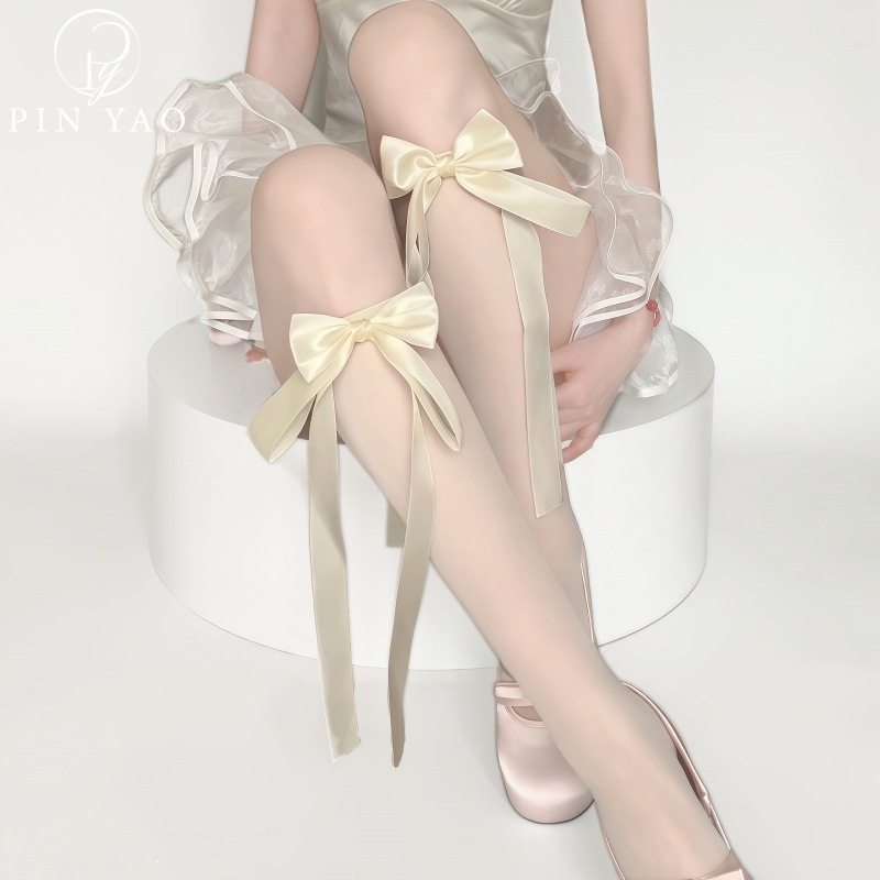 【1点ご購入 で10点プレゼントいたします】バレエ風乙女ボウタイソックスJKスイートストッキングすねソックス薄手中筒女子ソックス