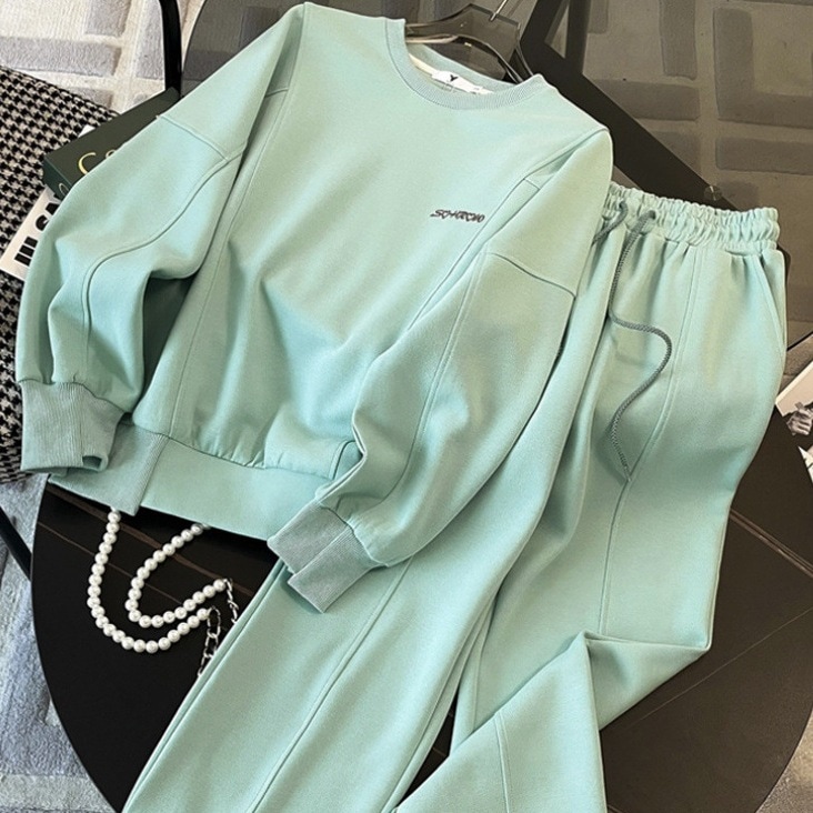 ハイエンドのカスタマイズ-2024カジュアルさわやかな塩カジュアルスーツ新しい女性の秋の新しい緩いスポーツトレーナーとスウェットパンツの2点セット