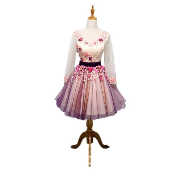 パープル　フォーマルドレス　レース　花柄　ロングドレス　パーティードレス ワンピース カラードレス　ミニドレス　ショート　二次会 演奏会 披露宴 結婚式 発表会　忘年会　演出舞台