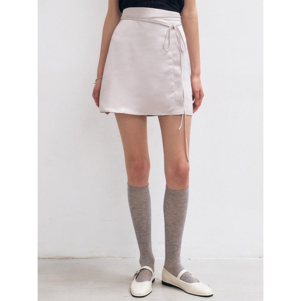 シティブリーズサテンミニスカートライトグレー