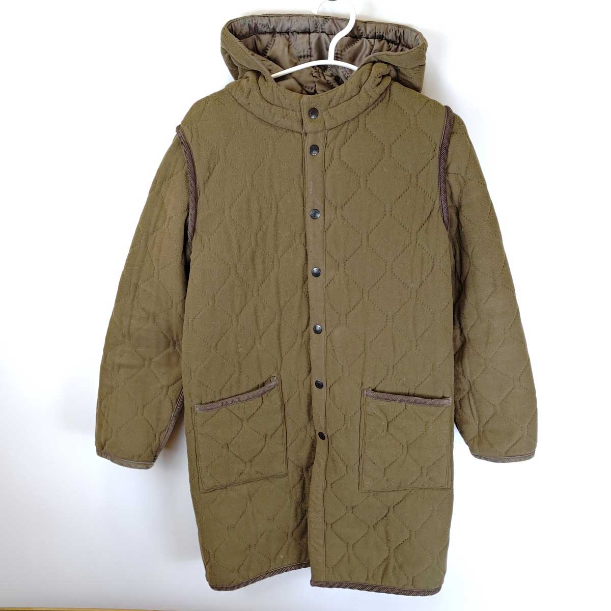 【中古】ARMEN アーメン リバーシブル キルティングコート 小花柄 フード付き O レディース