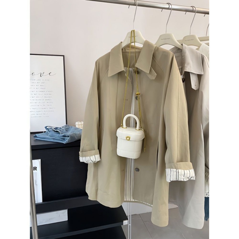 2025 早春コートコントラストカラーの新しい作業服ジャケット女性 2025 ルーズスリムウエスタンスタイルのウインドブレーカー小柄な人がアウターを着る