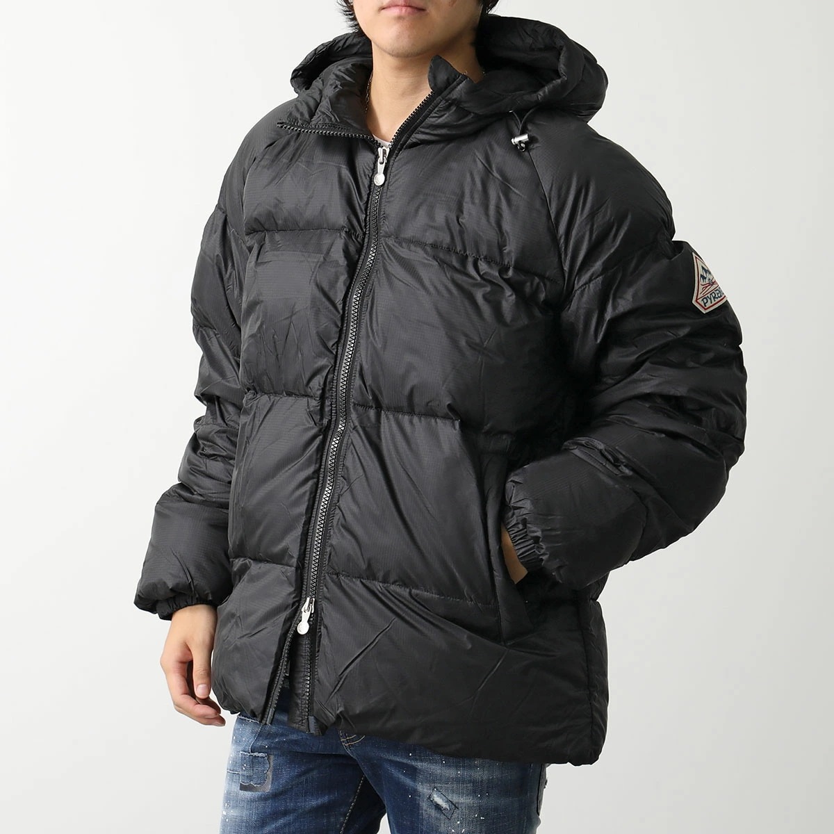 PYRENEX ピレネックス ダウンジャケット STEN 3 RIPSTOP ステン3 リップストップ HUW004P メンズ フード付 ロゴ ナイロン 0009 BLACK