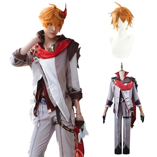 コスパ最高 即納 アヤックス コスプレ ウィッグ付き ファデュイ 原神 コスプレ衣装 フルセット コスチューム 大人用 仮装 文化祭 GENSHIN AJAX COSPLAY (アヤックス ウィッグ付