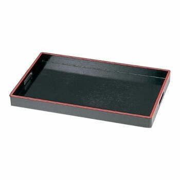 木製目はじき脇取盆 黒天朱 強化塗 尺4 17280750