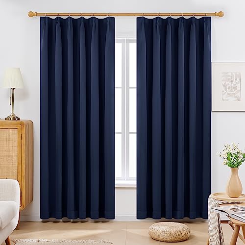 Deconovo 1級遮光 カーテン 幅100cm丈230cm 紺色 北欧 冷気遮断 形態記憶加工済み 防寒 保温 UVカット おしゃれ 断熱 昼夜目隠し 2枚セット 5,098円