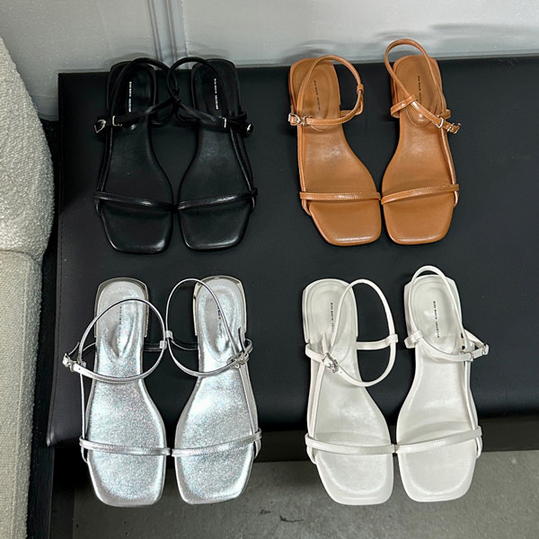 サンダル アンクルストラップ フラット レディース ペタンコ 黒 茶 銀 ブラック ブラウン アイボリー シルバー 歩きやすい カジュアル 靴 婦人靴 韓国