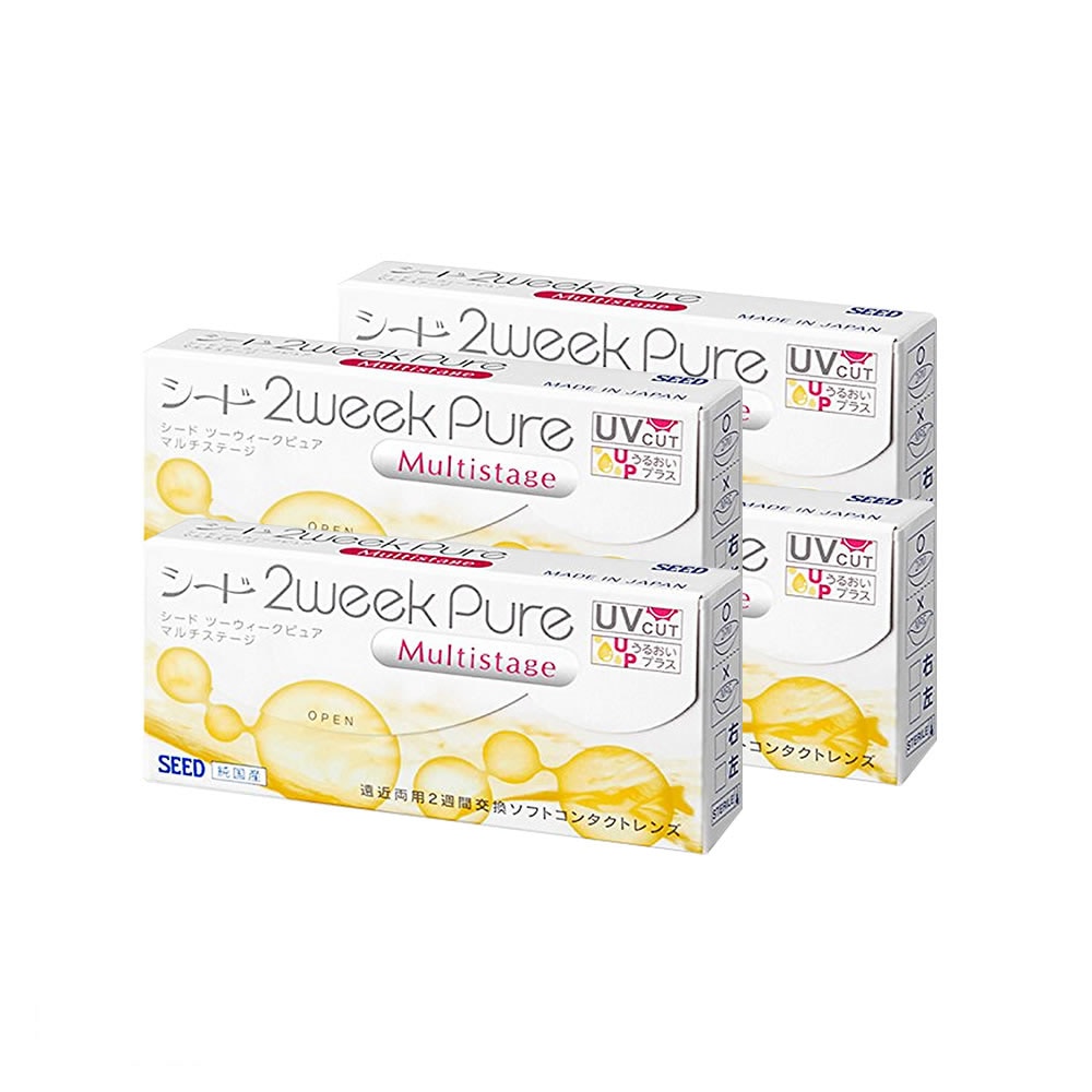 【遠近両用】【4箱】シード 2weekpureマルチステージ 6枚 SEED UVカット 日本製