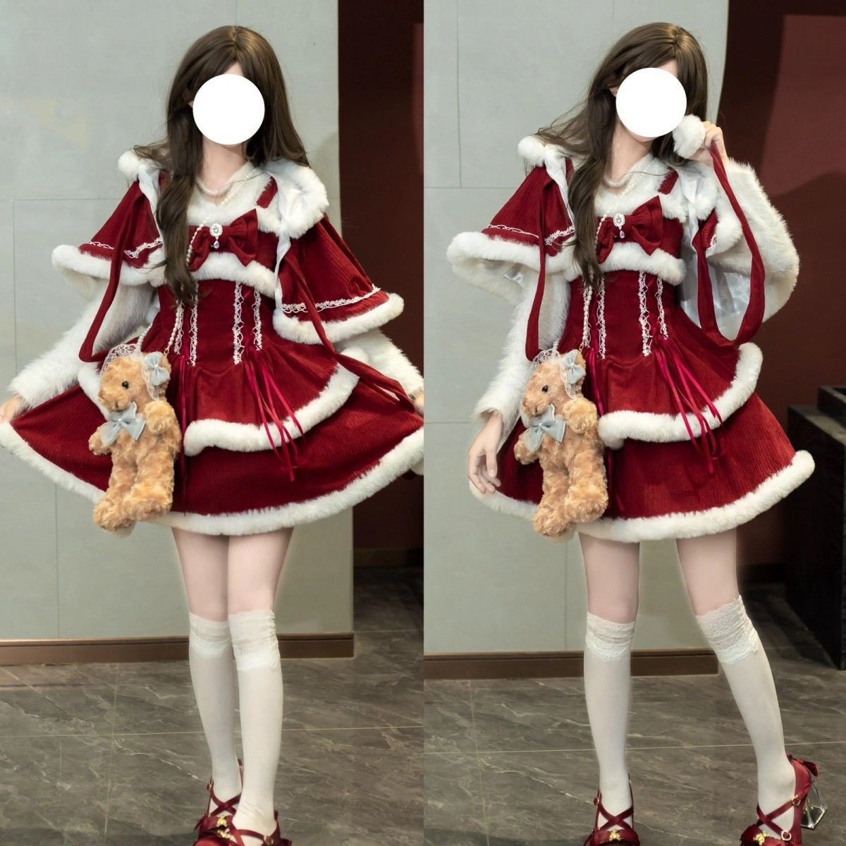 クリスマスコスチューム ロリータ ウエスト絞り JSK ショール クリスマス コスチューム