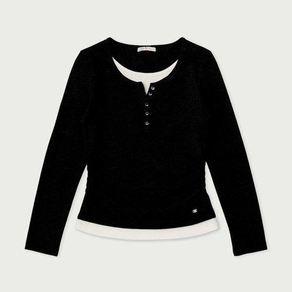 女性用ホエールレイヤードボタンヘンリーネックTシャツ10560-131-207-12-100_us