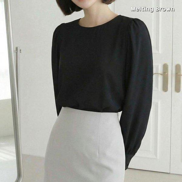 女性パフシャーリング長袖ブラウスT09