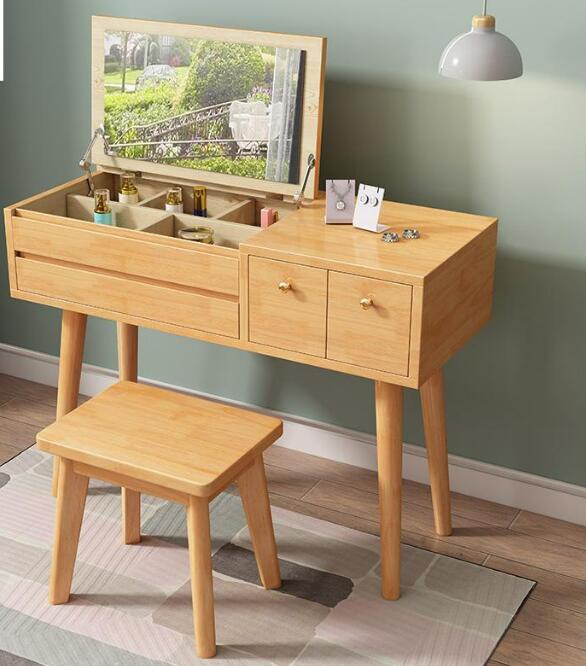 北欧化粧台　高質テーブル　モダンシンプル収納棚　一体型北欧メイクアップテーブル収納キャビネット小さなベッドルームデスク兼用化粧台