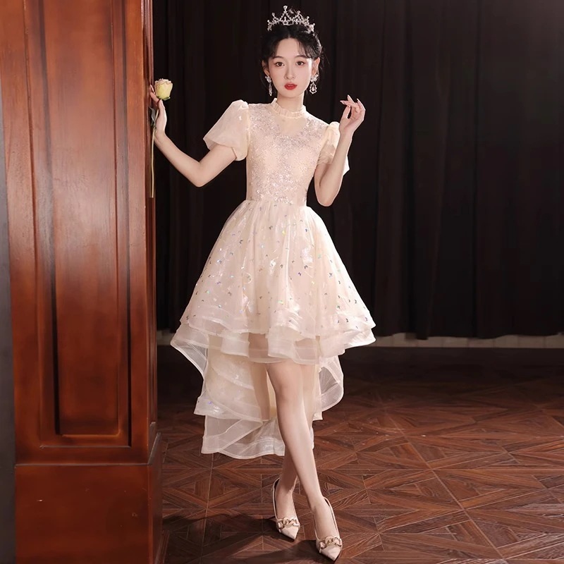 【急速出荷!】女性用シャンパンカラーイブニングドレス2025年小規模卒業式主催宴会