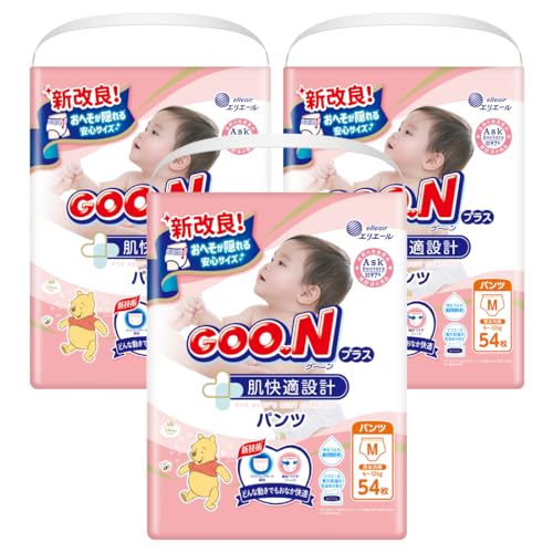 【パンツ Mサイズ】グーンプラス 肌快適設計 (612kg) 162枚(54枚3) 男女共用 [ケース販売] 【Amazon.co.jp限定】
