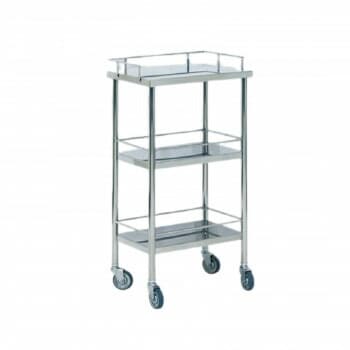 高田ベッド製作所 3段ステンレス器械卓子（ステンレス製ワゴン） キャスター付き TB-65