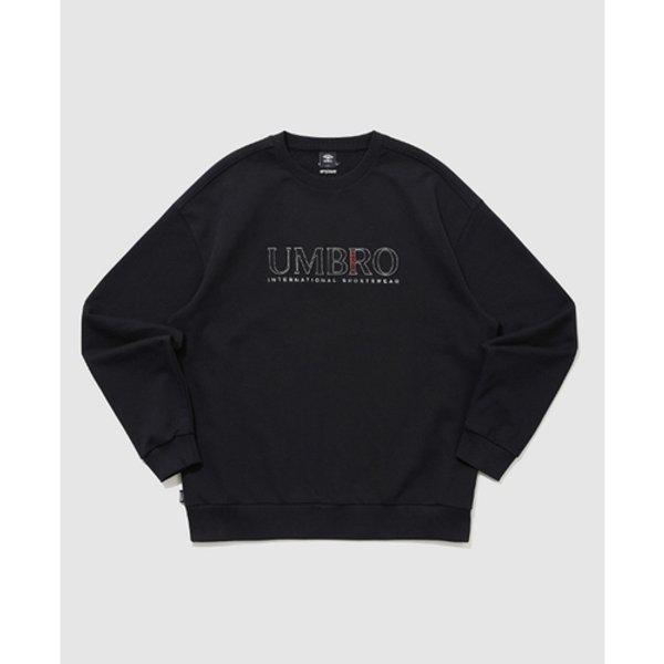 エッセンシャルプラス刺繡レタリングマンツーマン共用BB UQ121CFS16 BLK MGR W...