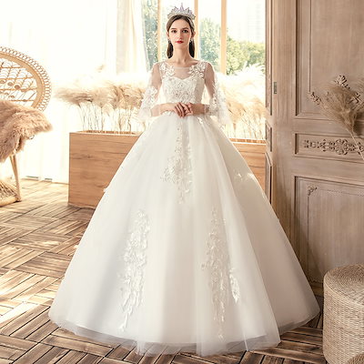 【Lサイズ】パーティードレス 結婚式 ウエディングドレス 花嫁 二次会ドレス ウエディングドレス 二次会 白 結婚式 aラインドレス ロングドレス