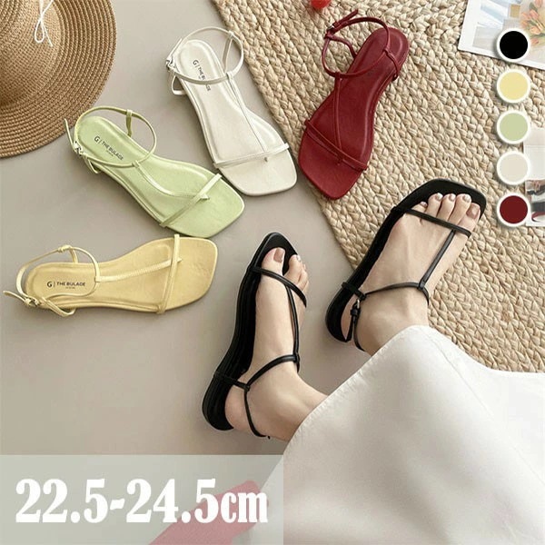 華奢サンダル ストラップ フラットサンダル レディースしゃれ アンクルストラップ 調節可能 女性 大人 美脚 春 夏 ベルト 靴 上品 シューズ 22.5 23.0 23.5 24.0 24.5