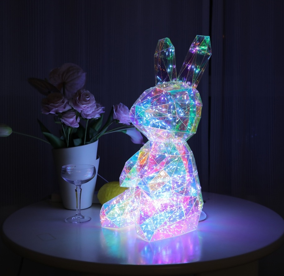 クリスマス マジック ランタン フェスティバル クリエイティブ ウサギ ドール ナイトライト 誕生日 ギフト ドール アレンジ オーナメント