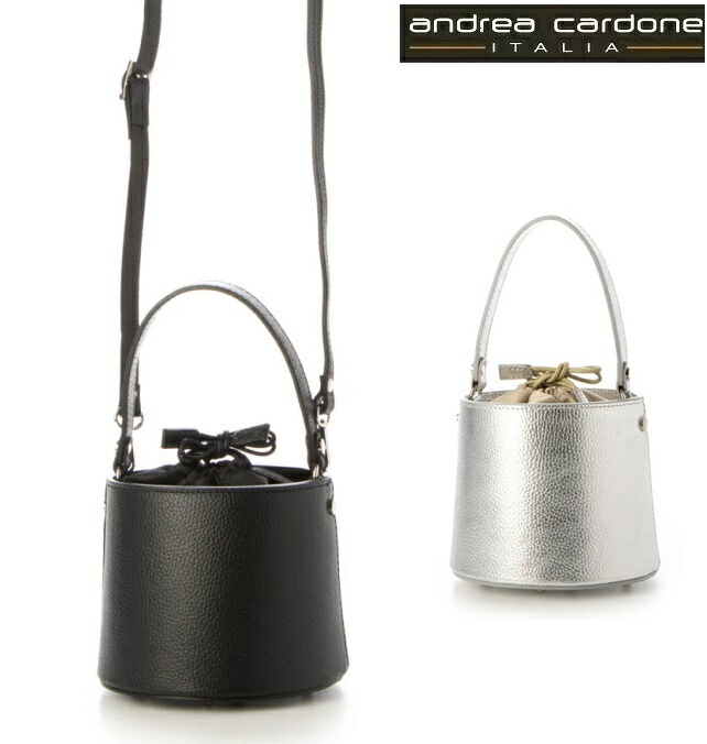 Andrea Cardone アンドレアカルドネ 筒形 円柱形 バニティバッグ カゴバッグ ミニバッグ レザー チェーンショルダー 2WAY レザー 小さめ ショルダーバッグ レディースプレゼント
