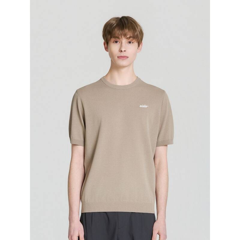 EIDER ICE SWEATER（アイス・セーター） メンズ半袖ラウンドネック_ダークベージュ DMM26275E4 371659