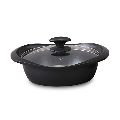 アイリスオーヤマ 鍋 24 浅型 両手鍋 IH ガス火対応 セラミックコート 土鍋より軽くて丈夫 遠赤外線効果 時短 軽量 マルチクッキング鍋 MC-R24S ブラック 4,728円