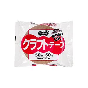 TANOSEE クラフトテープ重ね貼可能 50mmx50m 茶 1セット（150巻）