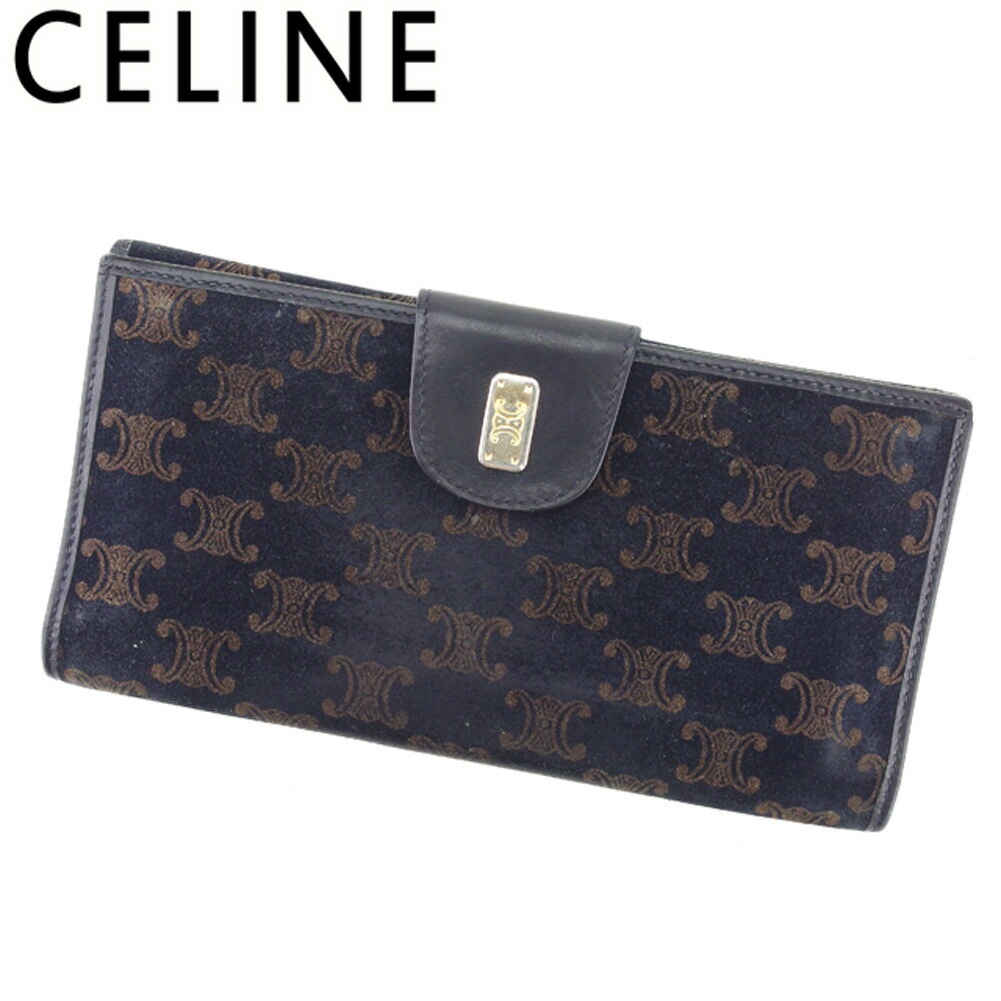 長財布 Wホック マカダム ネイビー 中古