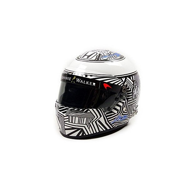 Mini Helmet F Alonso-McLaren Honda Test Barcelona 2017 1:2 Scale， MH1050， Black/White 並行輸入品