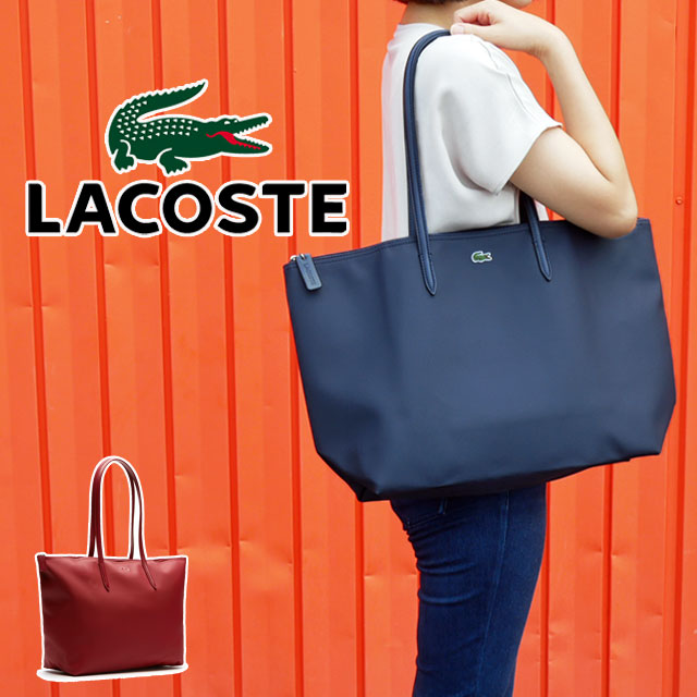 ラコステ トートバッグ メンズ レディース NF1888X L.12.12 プチピケ ラージ トートバッグ ショルダーバッグ 肩掛け 通勤 ショッピング ロゴ シンプル ネイビー レッド ワニ 鰐 送