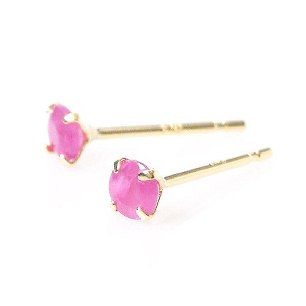 ルビー ピアス 18k k18 天然石 18金ゴールド 7月誕生石 ジュエリー レディース 50代 40代 60代 30代 20代 4本爪 シンプル 母の日 ギフト プレゼント おしゃれ