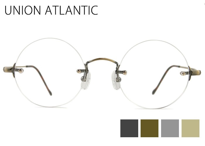メガネ ユニオンアトランティック UNION ATLANTIC UA3613A 4color ツーポイント 日本製 伊達 度付き チタン 丸めがね 度付き/伊達 老眼鏡 45ロ22