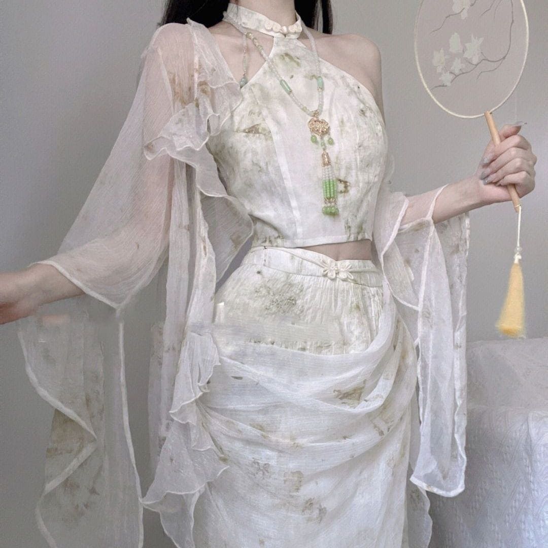 パーティードレスドレス 春 新作中糸カーディガン+タンクトップ+ハイウエスト半身スカート3点セットコスプレドレス