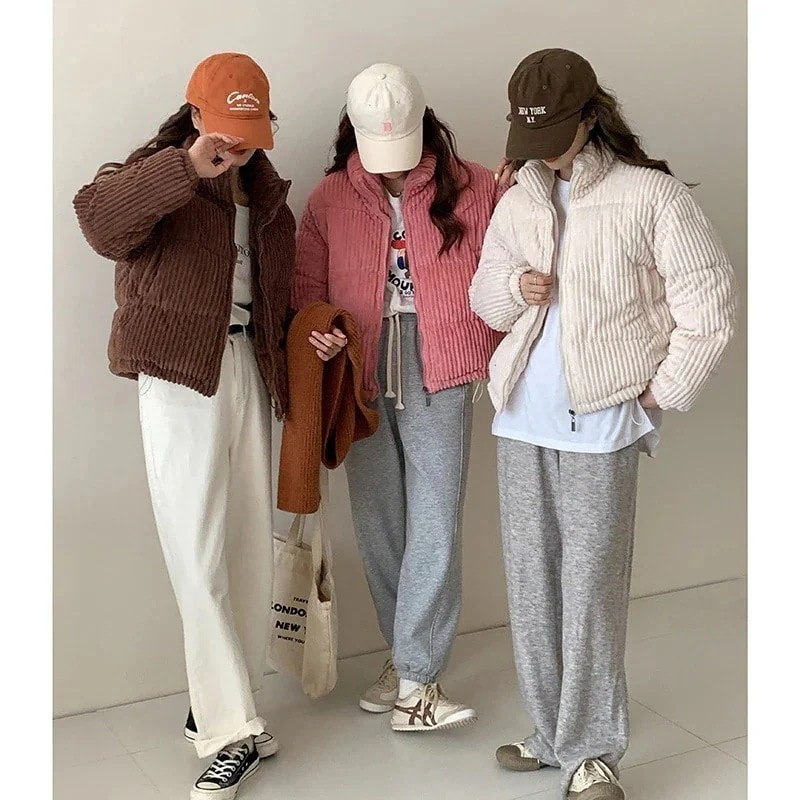 ジャケット トップス カジュアル 綿入れ 日韓 おしゃれ ゆったり コットンジャケット コーデュロイ ショート 立ち襟 秋冬