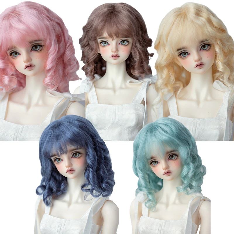 BJD ドールウィッグ パーマ モヘア スタイルあり SD/MSD/YOSDサイズ球体関節人形用ウィッグ 6インチ 7インチ 8インチ 9インチ