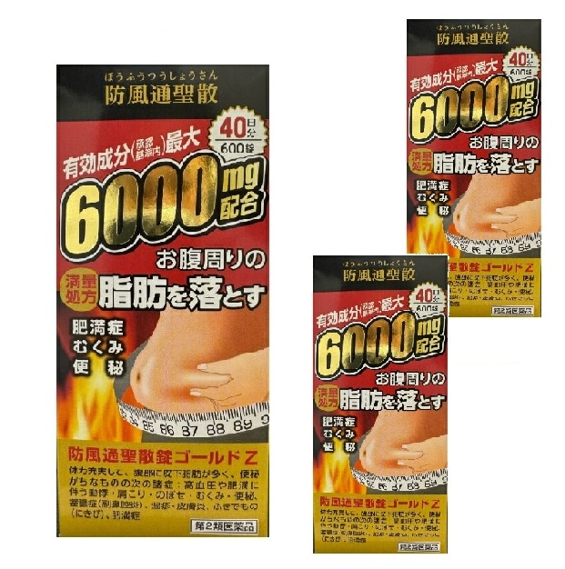 【第2類医薬品】阪本漢法製薬 防風通聖散錠 ゴールドZ5T 600錠 40日分 3個セット 満量処方 6000mg配合 大容量 肥満症 むくみ 便秘 漢方 生薬