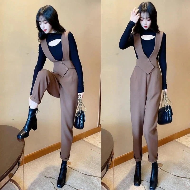 【1つ買うと1つ無料】おしゃれ オーバーオール レディース ハイウエスト カジュアルパンツ 韓国ファッション サロペット 通勤