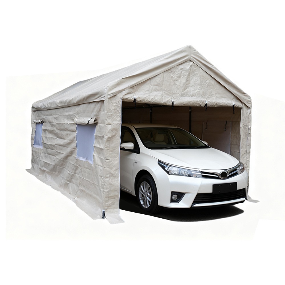 【安心保証付き】【ベージュ・カバーあり】バイクガレージ テント 車庫テント ガレージテント 3×6m UV ガレージテント カーポート 車庫476