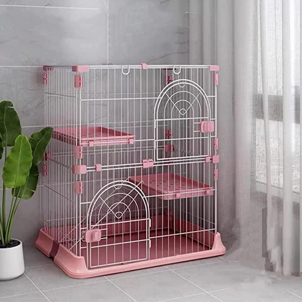 DINGHANG 猫 ケージ 3段 折りたたみ キャットケージ ドア付き 掃除しやすい 脱走防止 猫ケージ3段 横幅75cｍ×奥行47cm×高さ89cm ネコハウス 多段 組み替え自由 簡単組み ピン