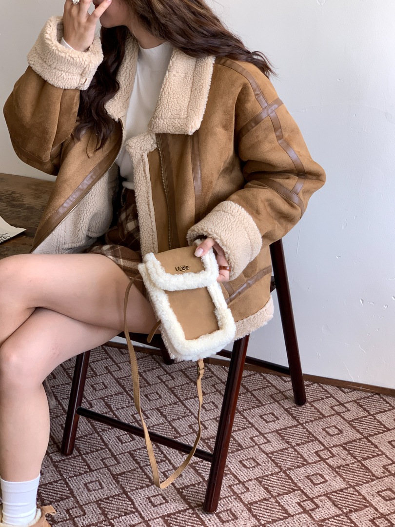 本革高級鹿皮レザーライダースジャケット裏ボア暖かいジャケットコートアウター高級感