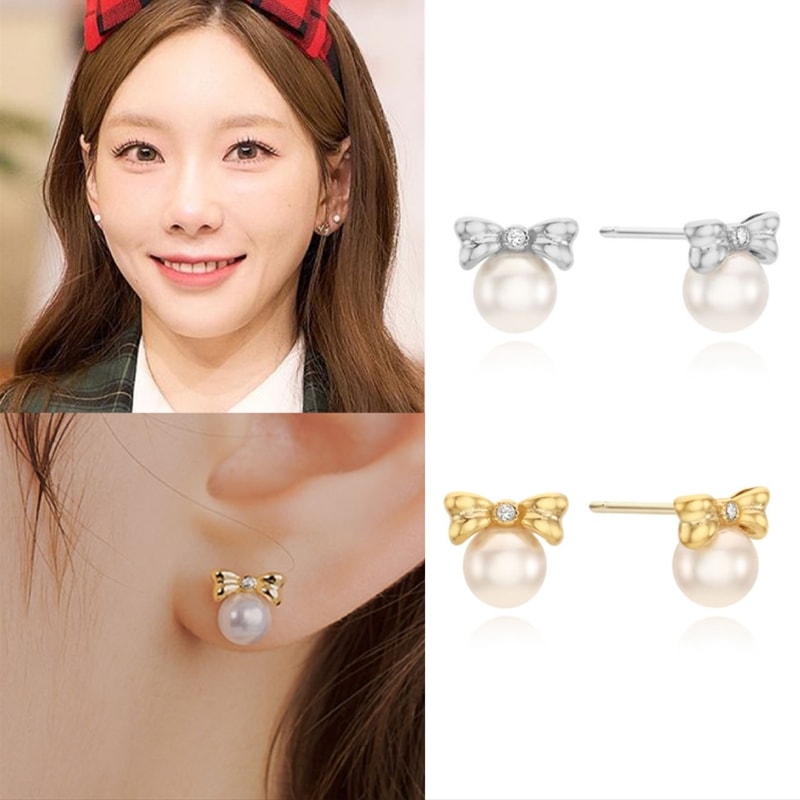 [ TAEYEON 着用 ]dainty ribbon pearl earring