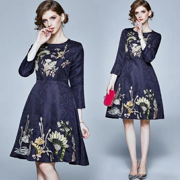 【即納】パーティードレス 結婚式 ワンピース 花柄刺繍 フォーマルドレス お呼ばれ ドレス フォーマル 服 服装 ミセス ブライズメイド 大人 上品 20代30代40代 大きいサイズ 春 夏 秋 冬