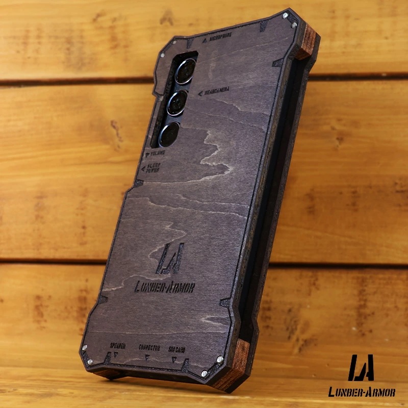 Galaxy S24 ケース 木製 ウッドケース 耐衝撃 木のケース 本革 タイプ1 かっこいい 天然素材 ミリタリー かっこいいケース LUNBER ARMOR -LBAM