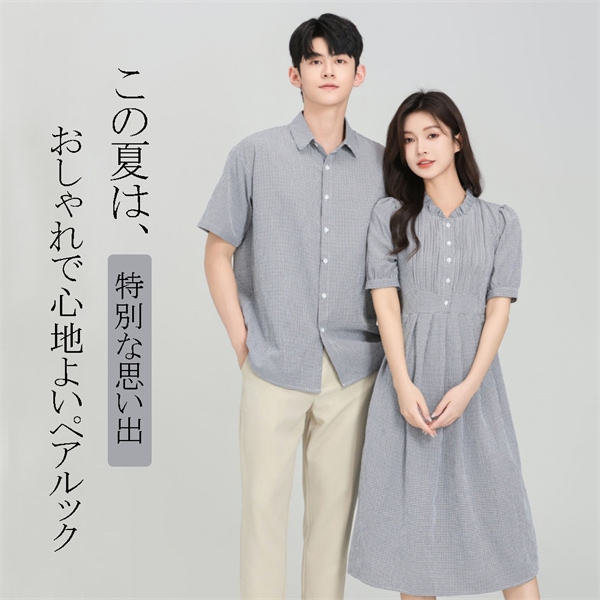 ペアルック チック柄 カップル ワンピース Tシャツ 夏 半袖 かわいい メンズ レディース かっこいい 韓国風 綿 新婚旅行 Tシャツ ご夫婦 お誕生日 プレゼント 恋人 S/M/L/XL/2XL