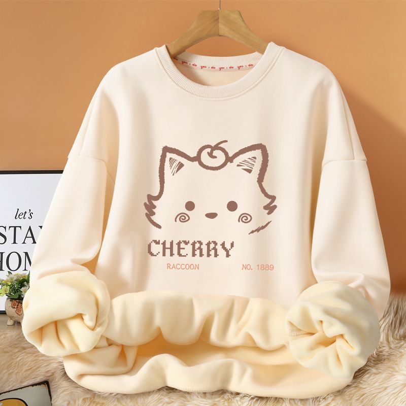 2025年秋冬新作 裏起毛 厚手 春秋スタイル シルバーフォックスフリース プラスサイズ 薄手 ラウンドネック ドロップショルダー スウェットシャツ レディース 服