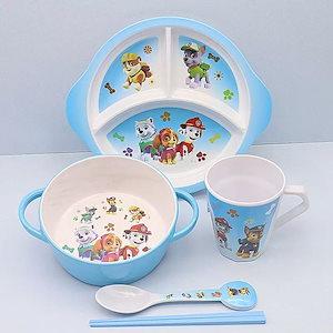 パウパトロール 子供食器セット 仕切り皿 ランチ皿 5点セット 食器 コップ /お椀/皿/ お食い初め プレゼント 落下防止 耐熱 誕生日のプレゼント