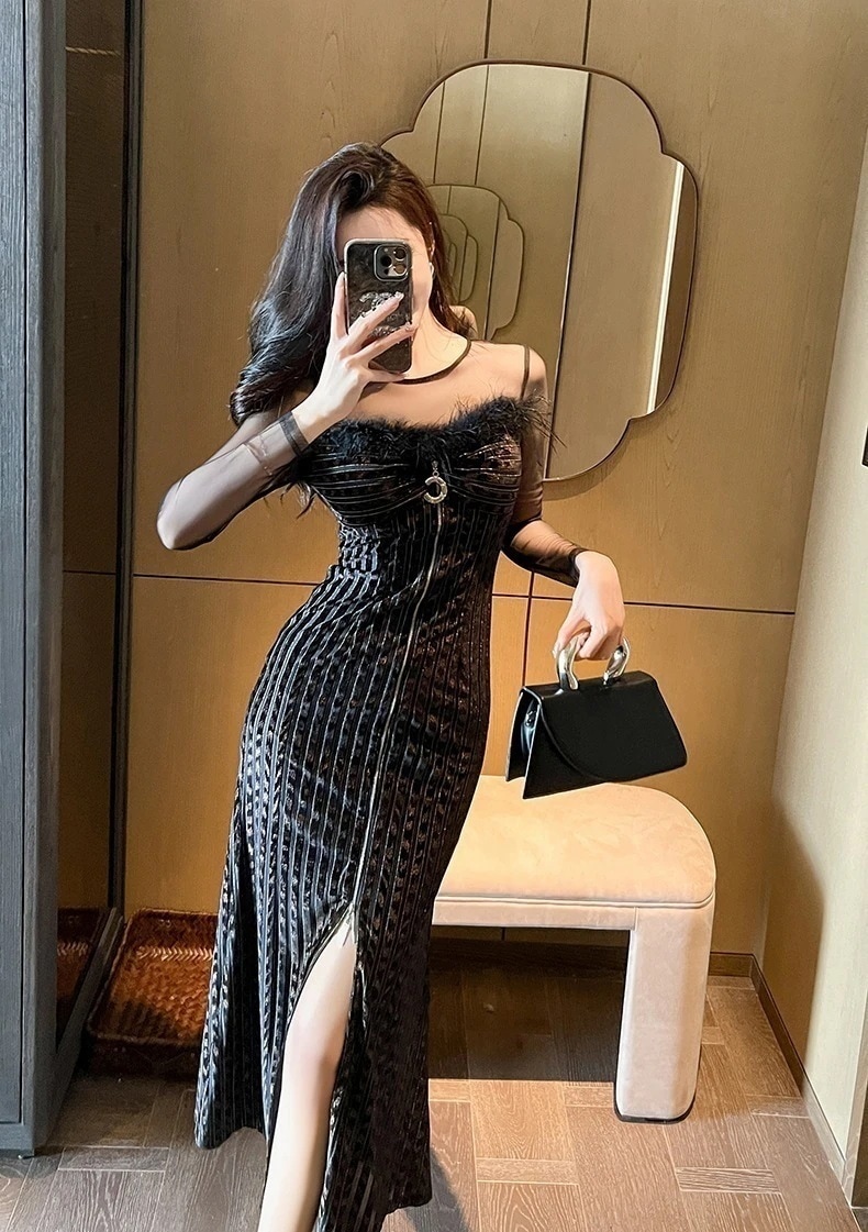 2024 春 ワンピース フリンジ 夏 マーメイド 不規則裾 キャバ 大人 ウェディング 結婚式 ドレス パーティードレス お呼ばれ 披露宴