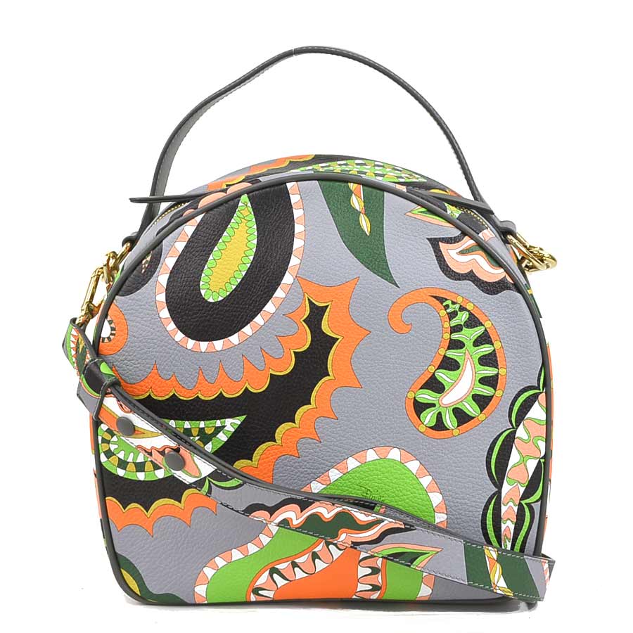 エミリオプッチ EMILIO PUCCI ショルダーバッグ レザー グレー×マルチカラー レディース h30393g