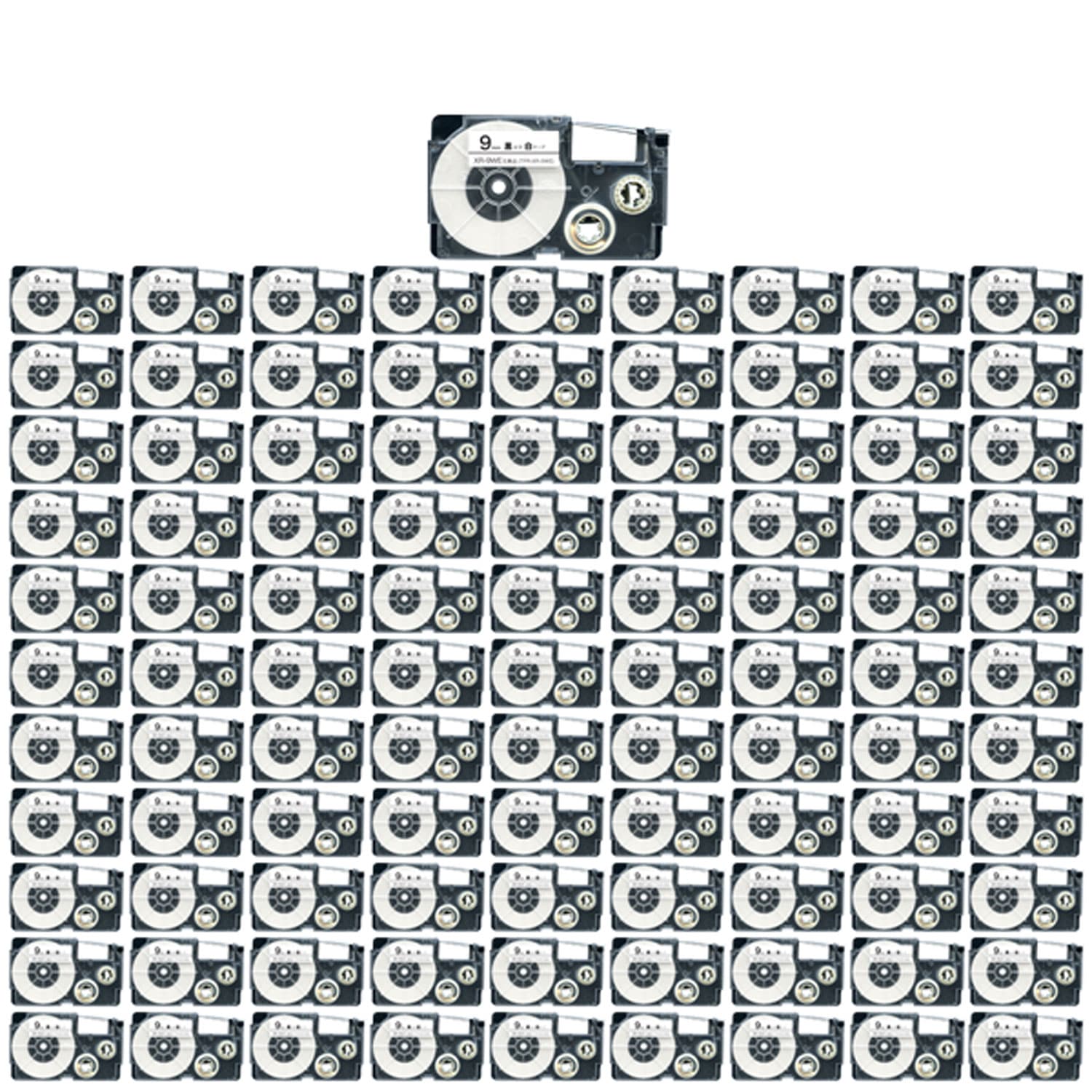 カシオ用 ネームランド 互換 テープカートリッジ XR-9WE ラベル 100個セット 9mm／白テープ／黒文字